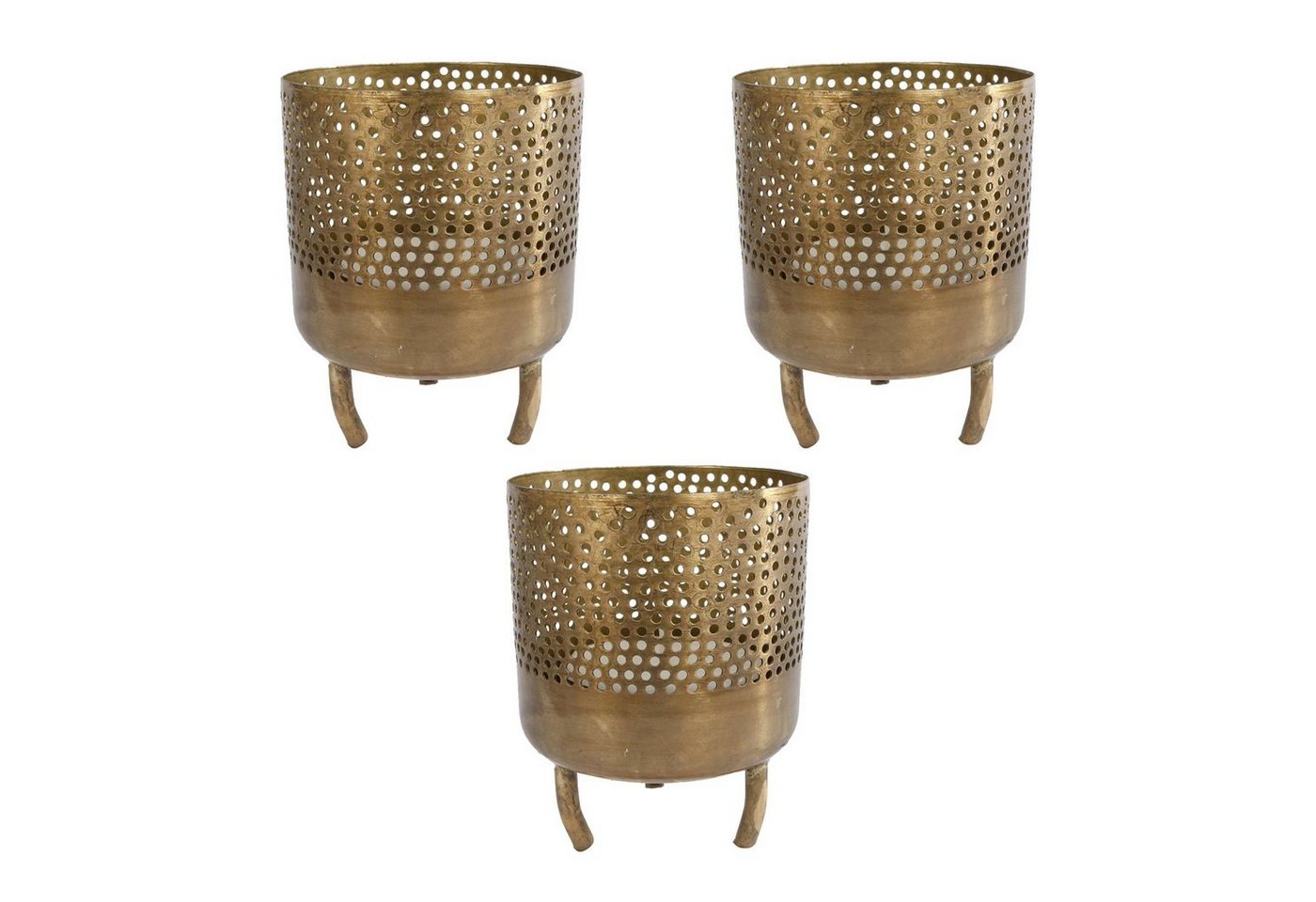 Rivanto Teelichthalter Luca (Set, 3 St), Teelichtständer im orientalischen Design, Farbe gold, Größe 8x8x10 cm von Rivanto
