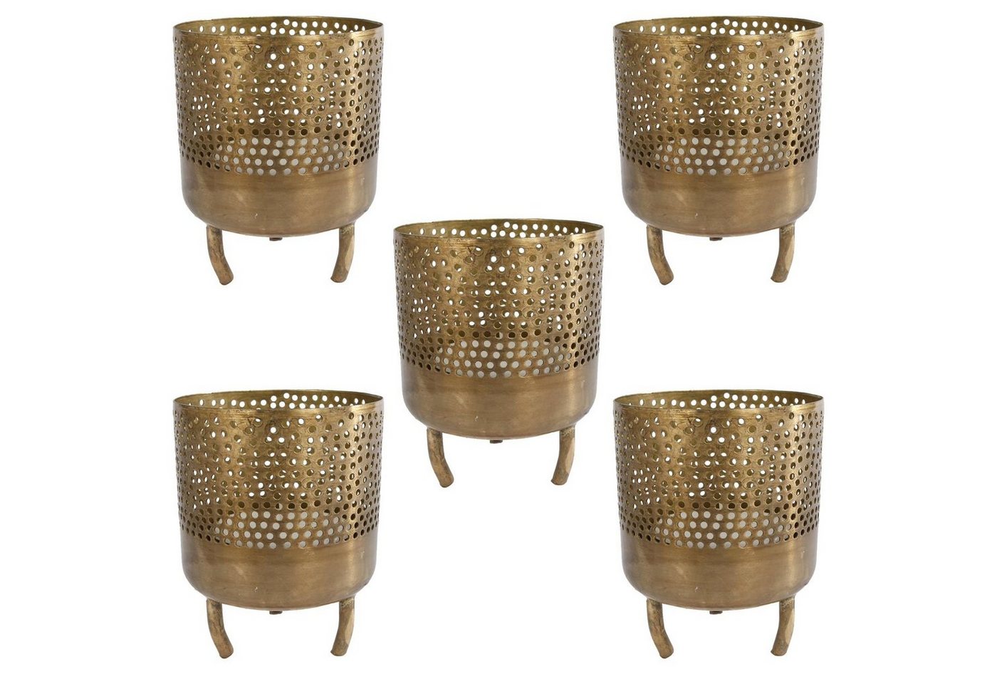 Rivanto Teelichthalter Luca (Set, 5 St), Teelichtständer im orientalischen Design, Farbe gold, Größe 8x8x10 cm von Rivanto