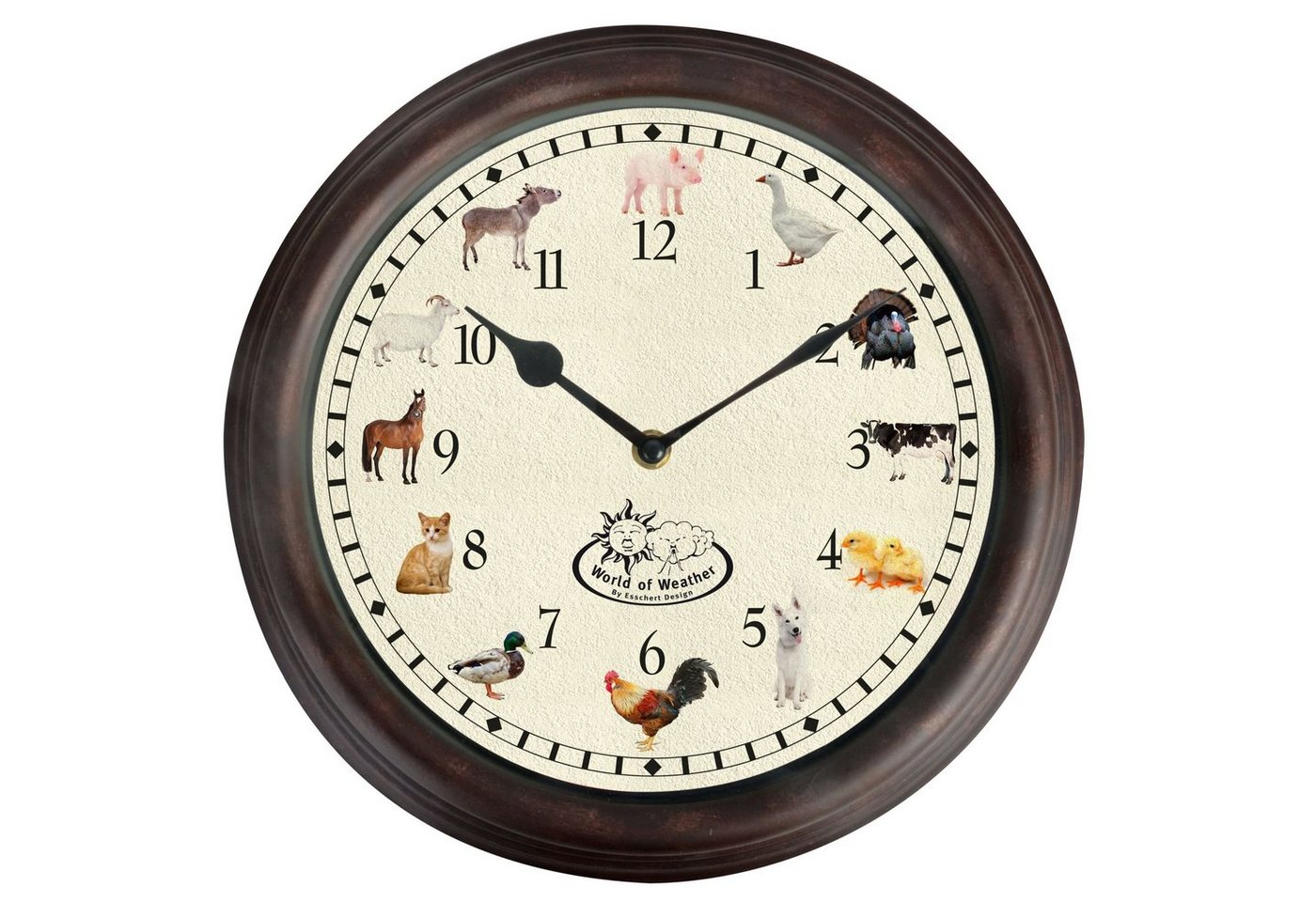 Rivanto Wanduhr (Uhr mit Bauernhoftiergeräuschen aus Kunststoff, Durchmesser 30 cm) von Rivanto