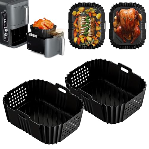 Heißluftfritteuse Zubehör, 2PCS Airfryer Zubehör für Ninja Double Stack XL SL400EU 9,5L, Airfryer Silikonform Zubehör für Ninja AF400EU AF300EU und 7,6L-9,5L Dual Zone Heißluftfritteuse von Rivasen