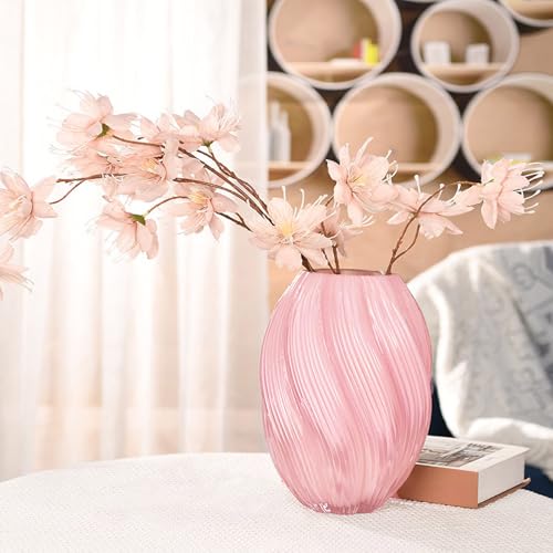 Glas Blume Vase, 24cm hohe Moderne Minimalistische Glasvase Mordische Kristall Dekorative Handgemachte Blumenarrangement für Home Office Dekor, Geschenk für Hochzeit Housewarming feiern (Rosa) Glas Blume Vase, 24cm hohe Moderne Minimalistische Glasvase Mordische Kristall Dekorative Handgemachte Blumenarrangement für Home Office Dekor, Geschenk für Hochzeit Housewarming feiern (Rosa) von River-CJ