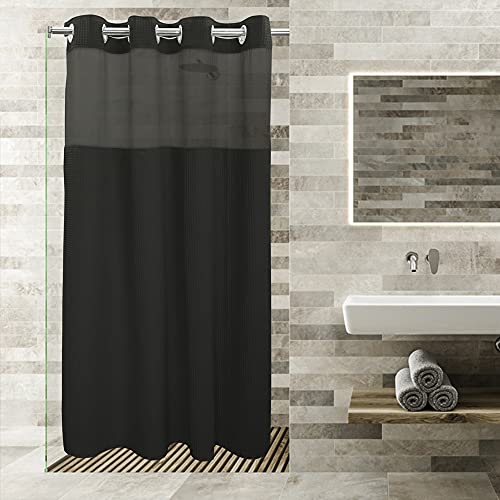 River Dream Duschvorhang-Set, Baumwollmischgewebe, Waffelgewebe, mit Snap-in-Ersatzfutter, 137,2 x 203,2 cm, Schwarz River Dream Duschvorhang-Set, Baumwollmischgewebe, Waffelgewebe, mit Snap-in-Ersatzfutter, 137,2 x 203,2 cm, Schwarz von River Dream