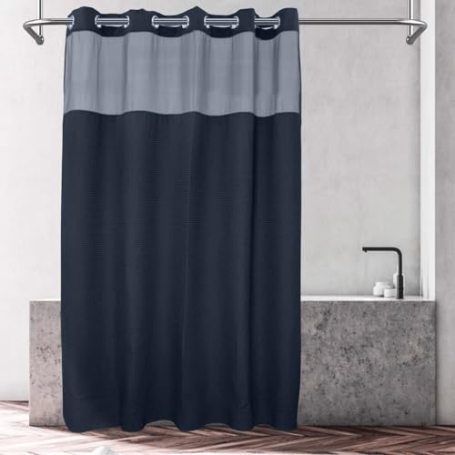 River Dream Duschvorhang-Set, Baumwollmischgewebe, Waffelgewebe, mit Snap-in-Ersatzfutter, 180,3 x 188 cm, Marineblau River Dream Duschvorhang-Set, Baumwollmischgewebe, Waffelgewebe, mit Snap-in-Ersatzfutter, 180,3 x 188 cm, Marineblau von River Dream