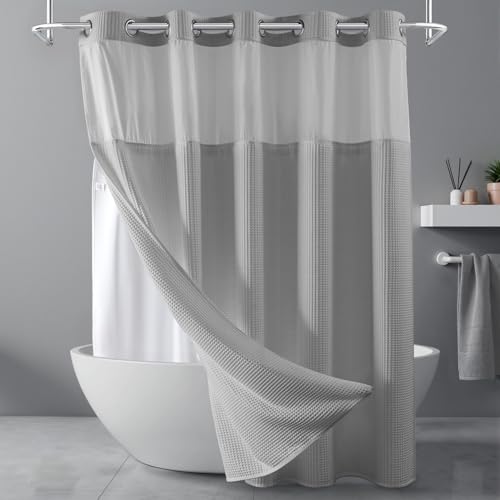 River dream Duschvorhang aus Waffelgewebe, keine Haken nötig, Baumwollmischung, mit Snap-In-einlage – Hotelqualität, wasserabweisend, maschinenwaschbar – 71 x 74 cm, Lake Wanaka River dream Duschvorhang aus Waffelgewebe, keine Haken nötig, Baumwollmischung, mit Snap-In-einlage – Hotelqualität, wasserabweisend, maschinenwaschbar – 71 x 74 cm, Lake Wanaka von River Dream