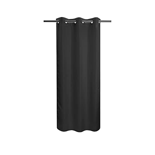 Stall Size No Hook Black Shower Curtain Soft Microfiber - 91.4 cm Wide Small Fabric Shower Curtain Set for Narrow Stall, Waterproof & Washable, Bottom Magnets, Black, 36x74 von River Dream