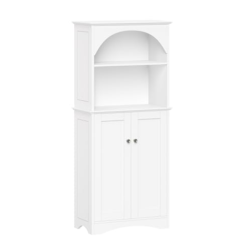 RiverRidge Küchenschrank mit gewölbten offenen Regalen und Doppeltüren, weißer Buffetschrank mit Verstellbarer Speisekammer-Aufbewahrung, freistehendes Sideboard von RiverRidge
