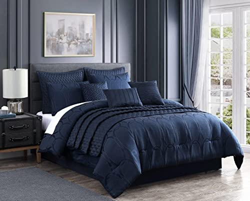 Riverbrook Home 10-teiliges Set, Füllung aus 100% Polyester, Destiny-Dunkelblau, King von Riverbrook Home