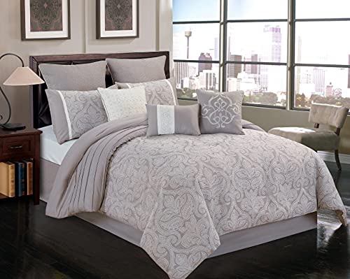 Riverbrook Home 8100 Bettdecken-Set aus Polyester, Winthrop-Grey/Ivory, Queen, 9-Piece von Riverbrook Home