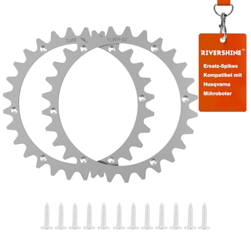 RIVERSHINE Verzinkterstahl Spikes, kompatibel mit Husqvarna Automower 305/310/315 Mährobotern, Mähroboter Radgröße 215 mm, für Traktionsverbesserung Mähroboter, mit 12 Schrauben von Rivershine