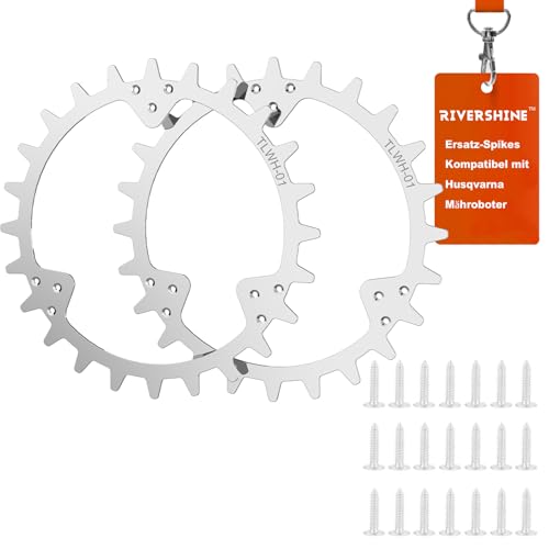 RIVERSHINE Verzinkterstahl Spikes, kompatibel mit Husqvarna Mähroboter, Mähroboter Radgröße 252 mm, für Traktionsverbesserung Mähroboter, mit 21 Schrauben von Rivershine