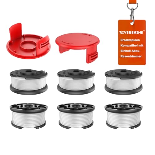 Rivershine GE-CT 18/28 Li Rasentrimmer Fadenspule Kompatibel mit Einhell GE-CT 18/28 Li, GE-CT 18/28 Li TC, und GE-CT 18/260 Li Akku-Rasentrimmer(6 Spulen+ 2 Trimmerabdeckung) von Rivershine