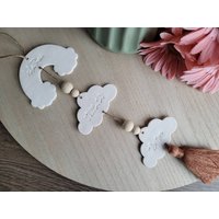 Personalisierte Boho Regenbogen Baby Zahlen Wandbehang | Polymer Ton Handgefertigt von RivertreeCo