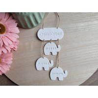Personalisierte Elefant Baby Zahlen Wandbehang | Polymer Ton Handgefertigt Personalisierte Elefant Baby Zahlen Wandbehang | Polymer Ton Handgefertigt von RivertreeCo