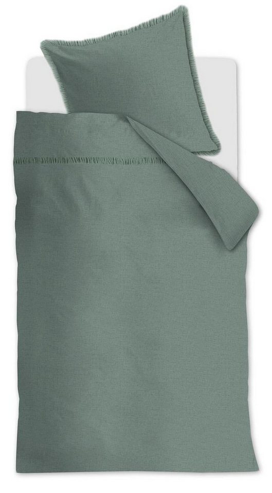 Rivièra Maison Bettwäsche Sire Green 135X200 Grün 135 x 200 cm + 1x 80 x 80 cm 1 Bettbezug, Bettbezug Kopfkissenbezug Set kuschelig weich hochwertig von Rivièra Maison