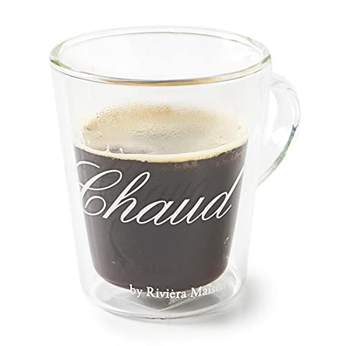 Riviera Maison - C'est Chaud Mug - Doppelwandiges Koffie und Thee Becher - Glas - 220 ml von Riviera Maison