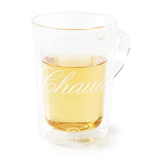 Riviera Maison - C'est Chaud Mug L - Doppelwandiges Koffie und Thee Becher - Glas - 270 ml von Riviera Maison