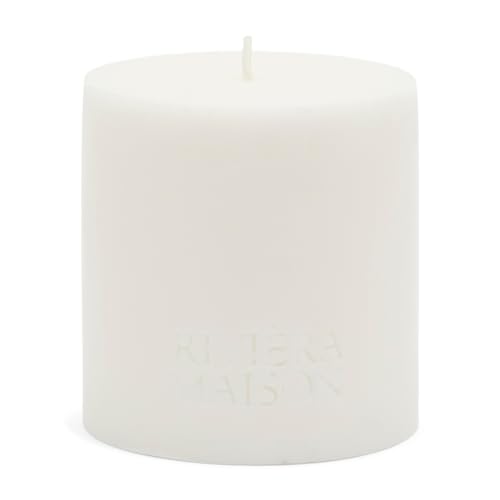 Riviera Maison Dekorative Kissenkerze, runde Kerzen, Beleuchtung, Wohnaccessoires - Pillar Candle ECO - Weiß - Stearin - (ØxH) 10x10 von Riviera Maison