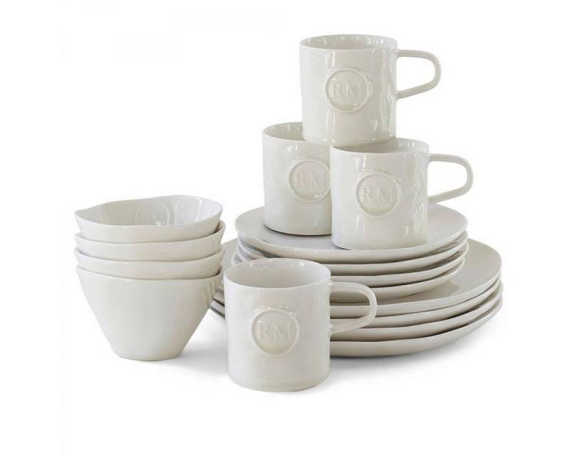 Rivièra Maison Geschirr-Set Geschirrset Portofino Weiß Dinnerware (16-Teilig) von Rivièra Maison