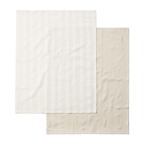 Riviera Maison Geschirrtuch-Set von 2 Geschirrtuch beige weiß hell gestreift bedruckt Geschirrtuch 70x50 cm waschbare Baumwollküchentextilien - RM Identity Tea Towel - (LxB) 70x50 von Riviera Maison
