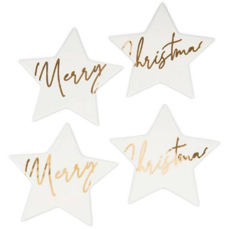 Rivièra Maison Getränkeuntersetzer Glasuntersetzer Merry Christmas Star Coaster (4-teilig) von Rivièra Maison
