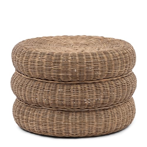 Riviera Maison - Hocker, Fußhocker - Macaron - Rustic Rattan - Slimit-Rattan - Farbe: Natur - Höhe 45 cm von Riviera Maison