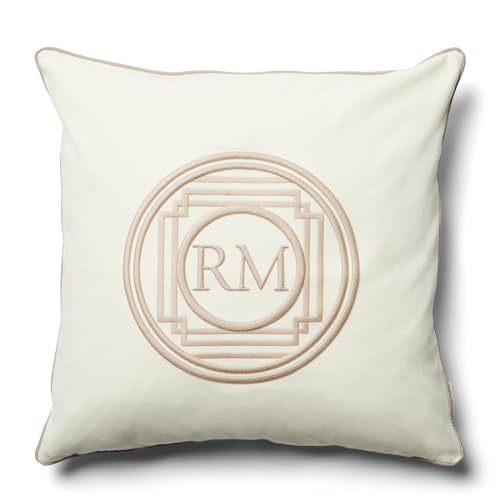 Riviera Maison Kissenbezug, Kissenhülle, Dekoratives Kissen, Quadratisch - RM Steven Pillow Cover - Baumwolle - Weiß mit Logo - (LxB) 50x50 von Riviera Maison