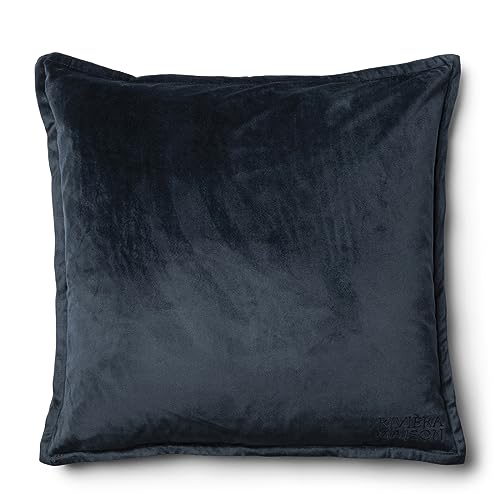 Riviera Maison Kissenbezug blau, Kopfkissenbezug, Kissenhülle, Kissen, einfarbig, Quadratisch - RM Basic Velvet Pillow Cover Samt, 50x50 - Samt von Riviera Maison