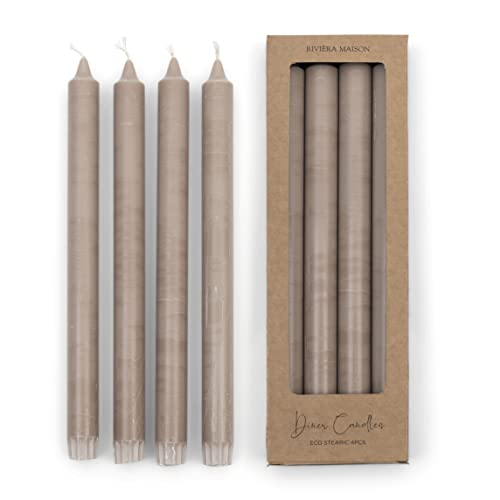 Riviera Maison - Lange Kerzen - Tischkerzen ECO Flachs 4 Stück - Grau/Beige - Set von 2 x 4 Stück von Riviera Maison