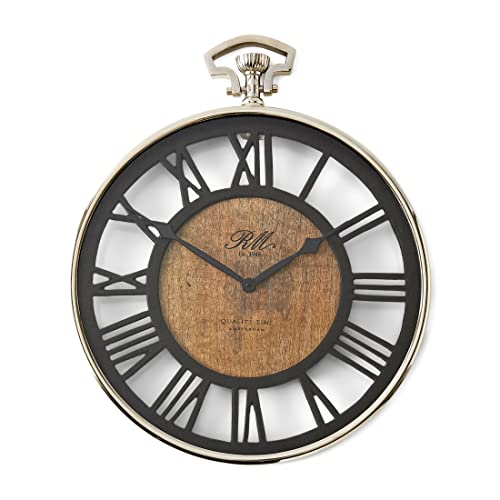 Riviera Maison - Quality Time Clock - Wanduhr - Holz-Metall Kombination - (BxTxH) 51x5x40cm von Riviera Maison