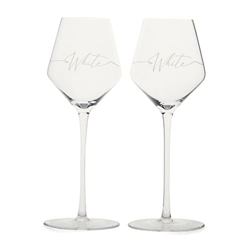 Riviera Maison - RM White Wine Glass 2 Stück - Weingläser set - Weißwein - Glas - Transparent - (ØxH) 9x25-355ML von Riviera Maison