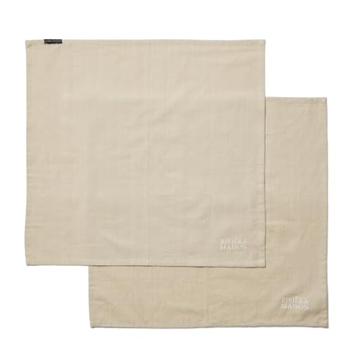 Riviera Maison Servietten Baumwolle, Stoffservietten-Set einfarbig Tischdekoration, Textilserviette 2 Stück - RM Classic Napkin - Beige - Baumwolle - (LxB) 50x50 von Riviera Maison