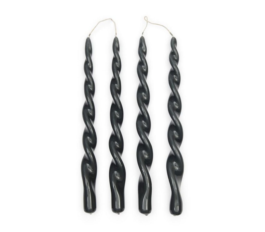 Rivièra Maison Spitzkerze Twisted Dinner Candles dark grey glänzend 4 pieces, Stabkerzen Rivièra Maison Spitzkerze Twisted Dinner Candles dark grey glänzend 4 pieces, Stabkerzen von Rivièra Maison
