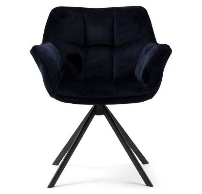 Rivièra Maison Stuhl Esszimmerstuhl Carnaby Dining Armchair Velvet III Indigo Blau von Rivièra Maison