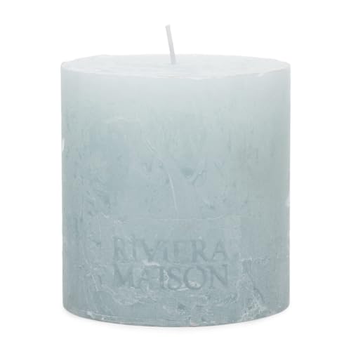 Rivièra Maison Stumpfe Kerze, Blau, 10 x 10 cm – Kerze hellblau – Pillar Candle – Paraffin, Stearin von Rivièra Maison