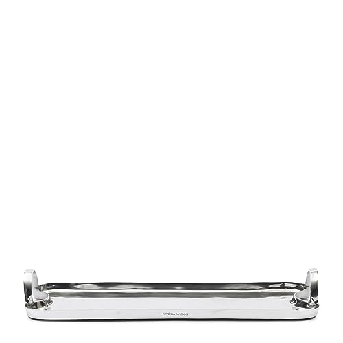 Riviera Maison Tablett Silber, Rechteckig, Serviertablett, mit Griffen - RM Mayra Tray 60x20 - Aluminium von Riviera Maison
