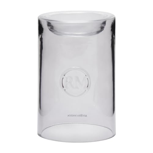 Rivièra Maison Kerzenhalter, Zylinder, Logo, RM Bacchus Hurricane – Grau – Glas – (ØxH) 11 x 17 cm von Riviera Maison