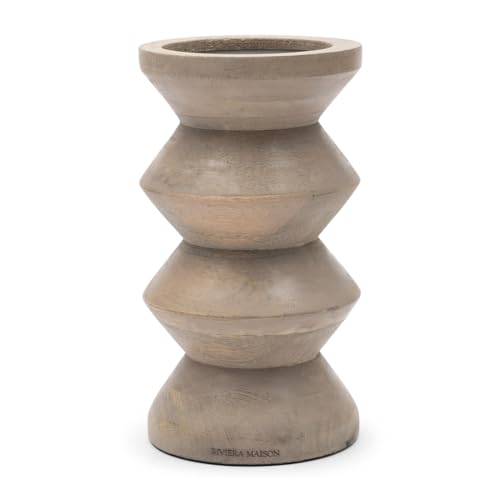 Riviera Maison Kerzenständer Holz Stumpenkerze, runder Kerzenständer 23 cm hoch, handgefertigt - Totem Candle Holder - (ØxH) 12.5x23 von Riviera Maison