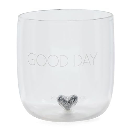 Riviera Maison Wasserglas mit Textgravur, Trinkglas Spülmaschinenfest Größe M - 325 ml - 1 Stück - Good Day Glass - Transparent - Glas - (ØxH) 8x8.5 von Riviera Maison