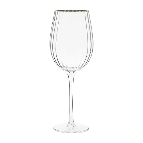 Riviera Maison Weinglas Transparent, Geripptes Glas, Goldener Rand, Weißwein, Rotwein - Les Saisies Wine Glass 555 ml - Glas - (ØxH) 8.5x25 von Riviera Maison