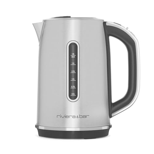 riviera&bar - Wasserkocher Expert mit einstellbarer Temperatur BBT660 ELEA – Edelstahl, 50 bis 100 °C, Sockel drehbar um 360 °, Überhitzungsschutz – 1,8 l, 22,5 x 25,5 x 16 cm von Riviera & Bar