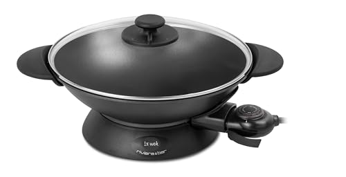 riviera&bar Elektrischer Wok 5 L - Antihaftbeschichtung, Temperaturregler, Glasdeckel, Ideal für Anbraten, Braten, Schmoren - 2200W, Aluminium, Schwarz riviera&bar Elektrischer Wok 5 L - Antihaftbeschichtung, Temperaturregler, Glasdeckel, Ideal für Anbraten, Braten, Schmoren - 2200W, Aluminium, Schwarz von Riviera & Bar