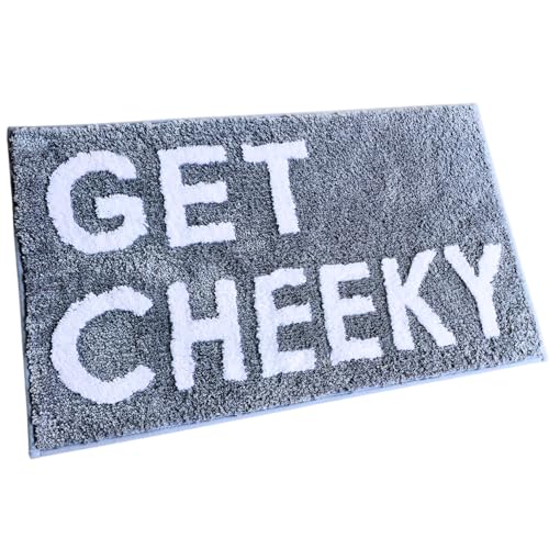 Rivoa Get Cheeky niedlicher Badteppich, rutschfest, lustig, 76,2 x 50,8 cm, Grau von Rivoa