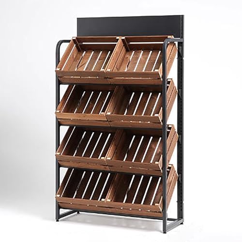 3/4-stöckiges Obst- und Gemüsekorb-Aufbewahrungsregal mit Aufbewahrungskorb, Supermarktregal, Snack-Organizer für Convenience Stores, Konzessionstankstellen(Brown,94x35x162cm/37x14x64") von Rivorne