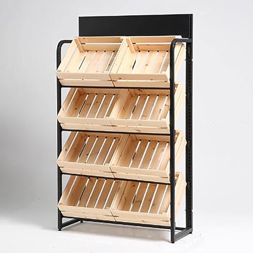 3/4-stöckiges Obst- und Gemüsekorb-Aufbewahrungsregal mit Aufbewahrungskorb, Supermarktregal, Snack-Organizer für Convenience Stores, Konzessionstankstellen(Natural,94x35x162cm/37x14x64") von Rivorne