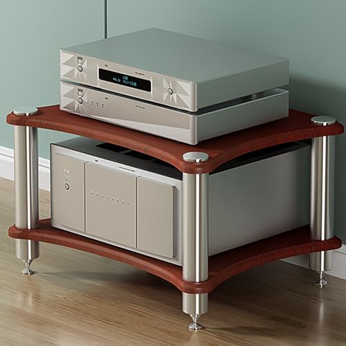Audio/Videokomponentenschrank, Stereo Schrank,HiFi Regal, CD-Player Ständer, Schallplatten Regal, Halterung Aus Edelstahl for Zuhause/Büro/Theater-Einfach zu Montieren(Walnut,2-tier H40CM/16IN) von Rivorne