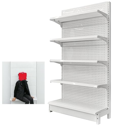 Kommerzielles Supermarktregal, Regal für Einzelhandelsgeschäfte, Robuster Supermarkt-Aufbewahrungsorganisator Aus Metall mit 30 Haken für Geschäft Und Garage(Type A,L120xH135cm) von Rivorne