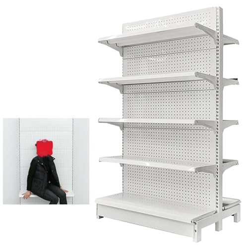 Kommerzielles Supermarktregal, Regal für Einzelhandelsgeschäfte, Robuster Supermarkt-Aufbewahrungsorganisator Aus Metall mit 30 Haken für Geschäft Und Garage(Type B,L120xH135cm) von Rivorne