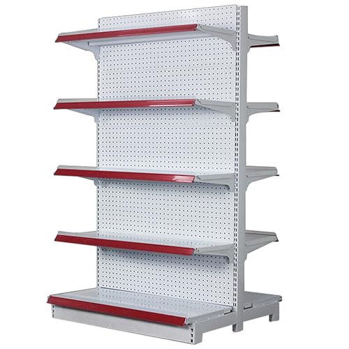 Regal für Einzelhandelsgeschäfte, Ladenausstellungsregale mit 30 Haken, Supermarktregale, Metalllagerregal für Privathaushalte und Gewerbe(Type B,L90xH135cm) von Rivorne