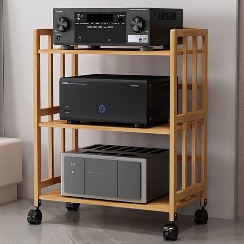 Regalboden 3-stufige HiFi-Möbel Mit Rollen, HiFi Rack Holz Massiv, Audio-Video-medienständer, Schallplatten Regal für Wohnzimmer,Spielzimmer-Einfach Zu Montieren 50x38x88cm Regalboden 3-stufige HiFi-Möbel Mit Rollen, HiFi Rack Holz Massiv, Audio-Video-medienständer, Schallplatten Regal für Wohnzimmer,Spielzimmer-Einfach Zu Montieren 50x38x88cm von Rivorne