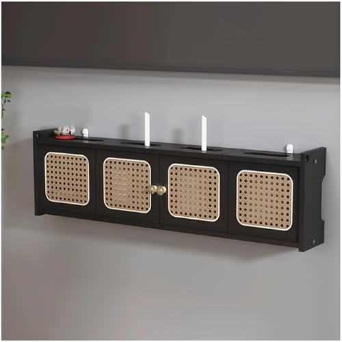 Rivorne Aufbewahrungsboxen für WLAN-Router Zur Wandmontage, Kabelaufbewahrungsbox Aus Holz, Aufbewahrungsregal für Router-Set-Top-Boxen für Das Wohnzimmer Im Schlafzimmer(Black,L80cm/31) von Rivorne